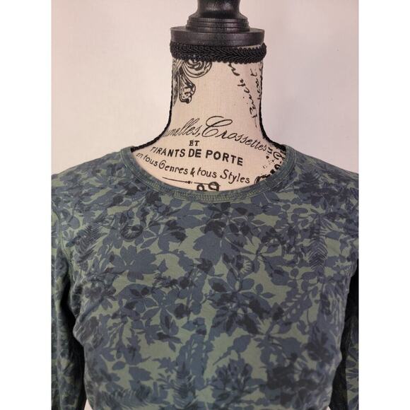 Patagonia Basic Tee Womens XS Pullover Crewneck 3/4 Sleeve Floral Green - Picture 3 of 9